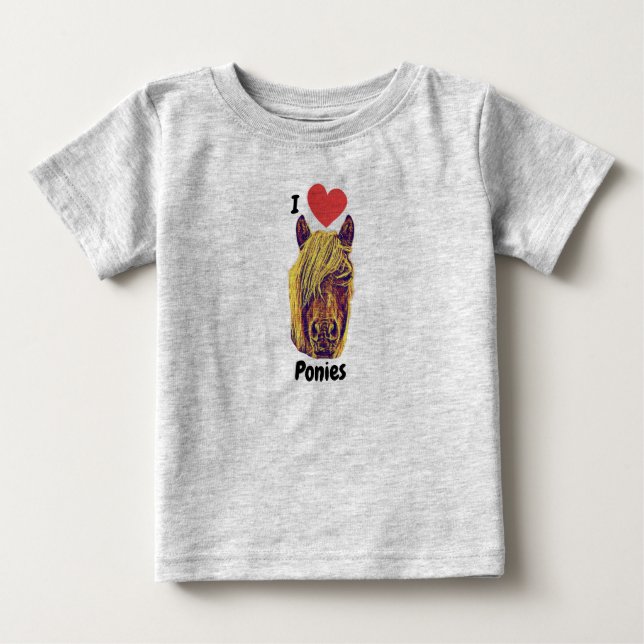I Heart Love Ponies Fofo T-Shirt (Frente)