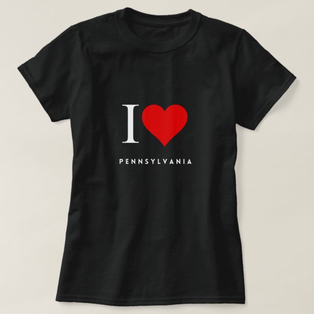 I Heart Pennsylvania blk Womens T-Shirt (Frente do Design)
