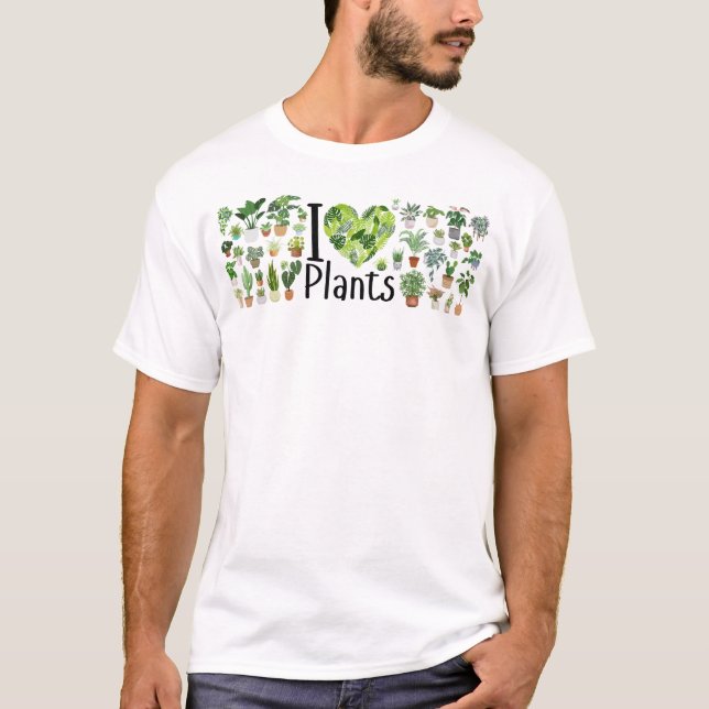 I Heart Plants Men's Basic T-Shirt (Frente)