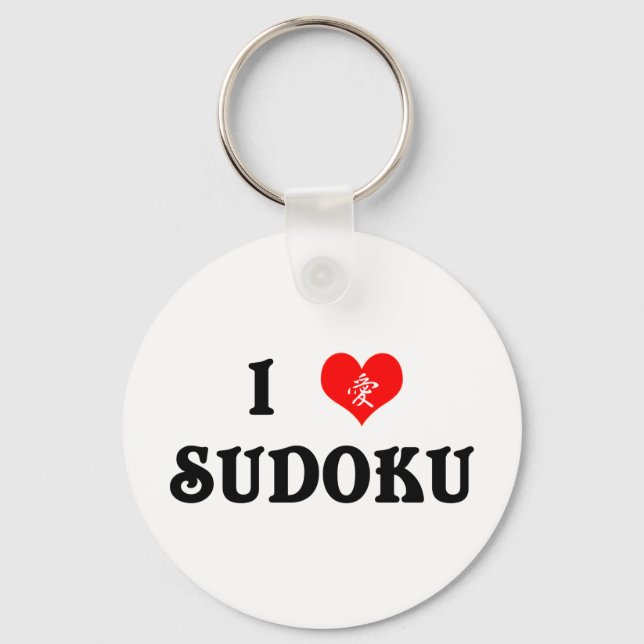 I Heart Sudoku White Chaveiro (Frente)
