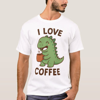 I Love Coffee Dinosaur Funny Men’s T-Shirt