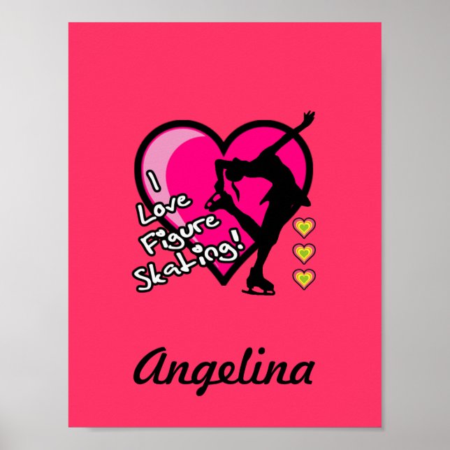I Love Figure Skating - Add Name Poster (Frente)
