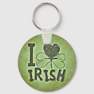 I Love Irish Button Chaveiro