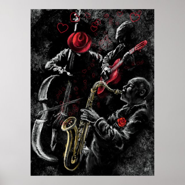 I Love Jazz Music Poster - Pintura (Frente)