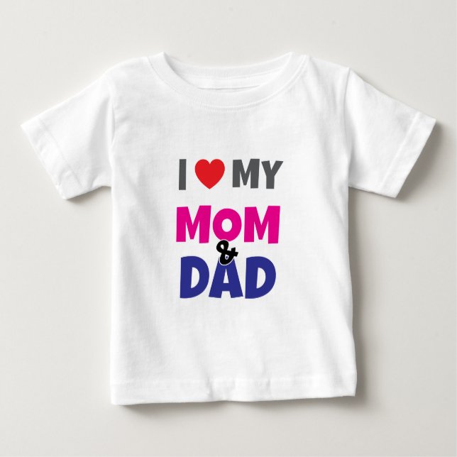 I Love my Mom Dad - Heart  Baby Toddler T-shirt (Frente)