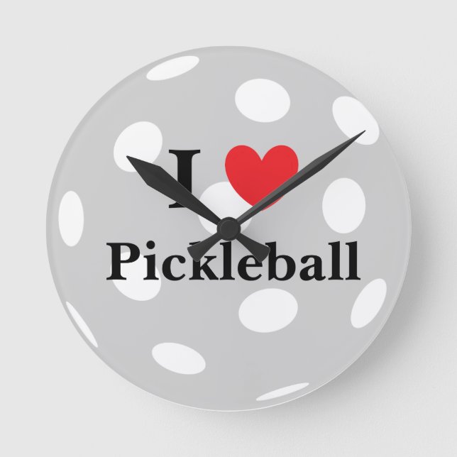 "I Love Pickleball" Relógio de Parede (Frente)