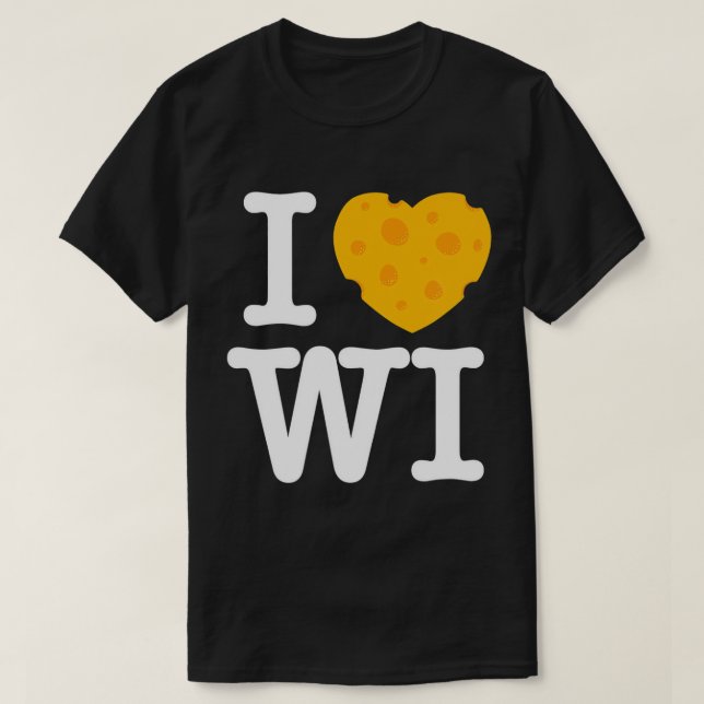 I Love Wisconsin - Cheese Heart WI T-Shirt (Frente do Design)