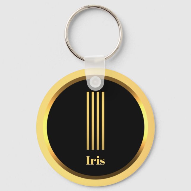 I Monograma Dourado - Letra Chaveiro personalizada (Frente)
