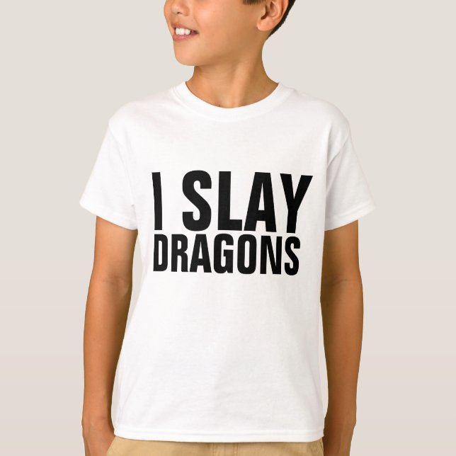 I SLAY DRAGONS Boys T-Shirts masculinas (Frente)