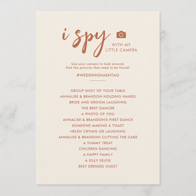 I Spy Photo Hunt Desert Weding Menu (Frente)