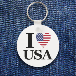 "I ❤️ USA" Round Chaveiro