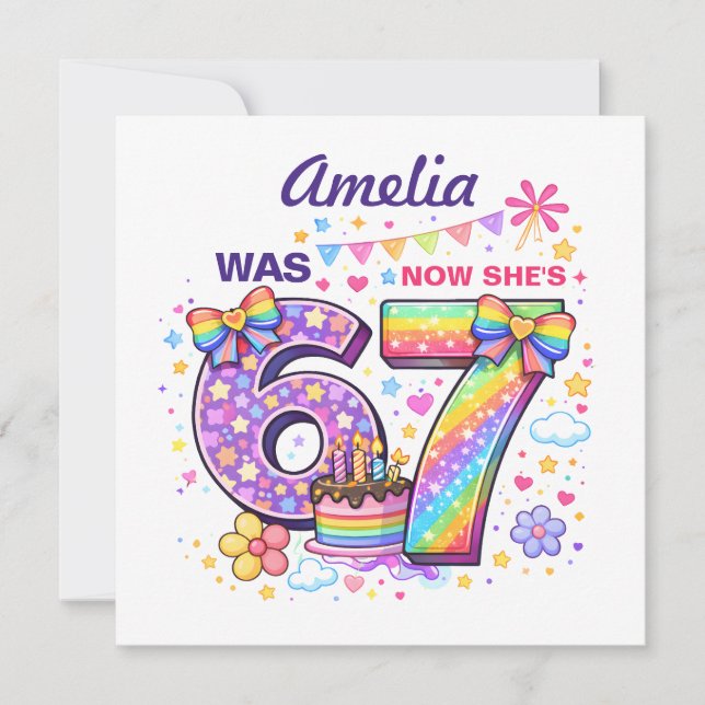 I Was 6 Now I'm 7 Girls 7th Birthday  (Frente)