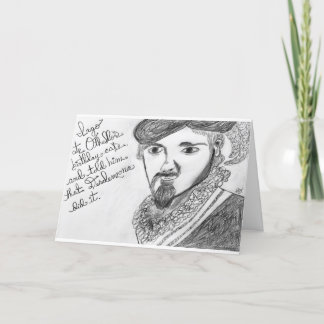 Iago come o cartão Shakespeare de aniversário de O