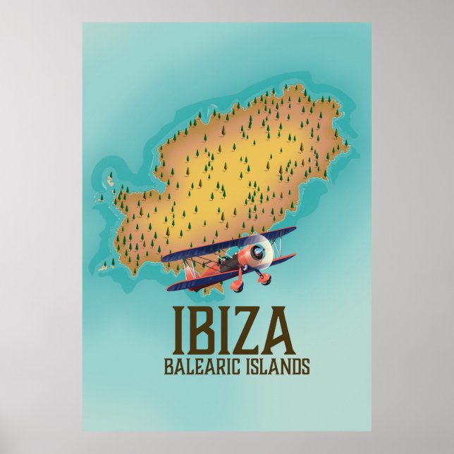Ibiza Balearic — mapa poster (Frente)