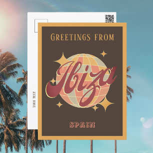 Ibiza Espanha Bola de discoteca Cartão postal retr