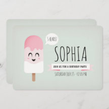 Icecream De Festa de aniversário De Convite