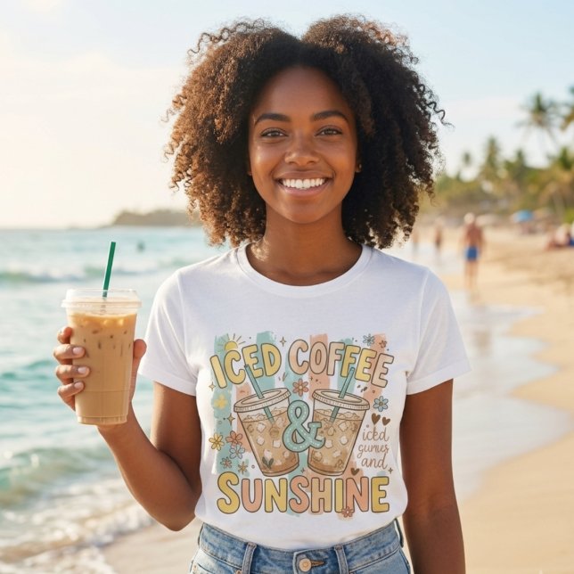 Iced Coffee & Sunshine Women's Graphic T-Shirt (Criador carregado)