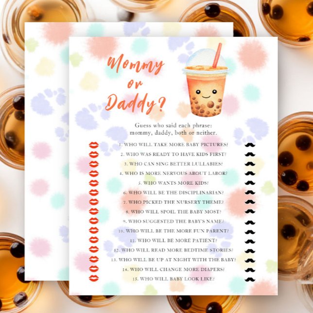 Iced Tea baby shower - mommy or daddy game (Criador carregado)