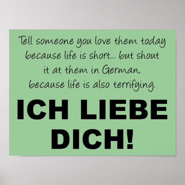 Ich Liebe Dich Eu Te Amo Um Poster Engraçado (Frente)