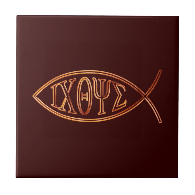 Ichthus - Christian Fish Symbol - Azulejo (Frente)