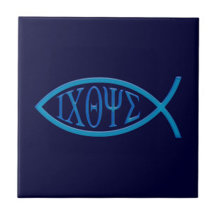 Ichthus - Christian Fish Symbol - Azulejo