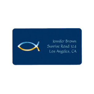 Ichthus - símbolo cristão dos peixes - etiqueta
