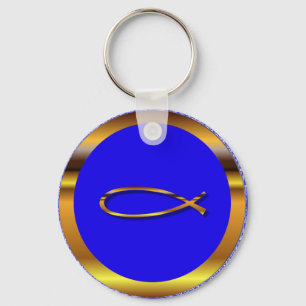 Ichthys Blue-Dourado Chaveiro