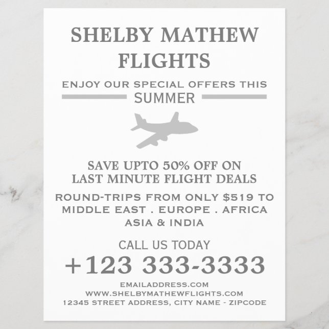 Ícone de Avião Prateado, Panfleto de Publicidade d (Frente)