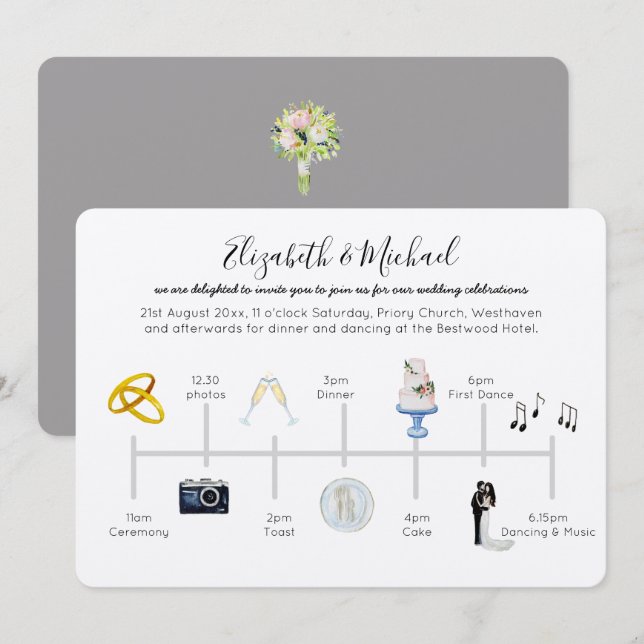 Ícone de Convite de Linha do Tempo Ilustrado de Ca (Frente/Verso)