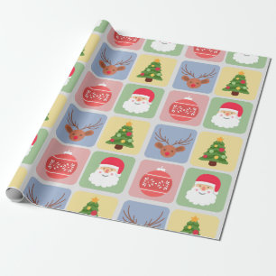 Ícone moderno de Natal bonito, papel de embrulho d