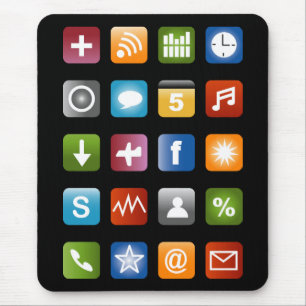 Ícones de aplicativo de smartphone geeky mouse pad