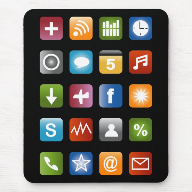 Ícones de aplicativo de smartphone geeky mouse pad (Frente)