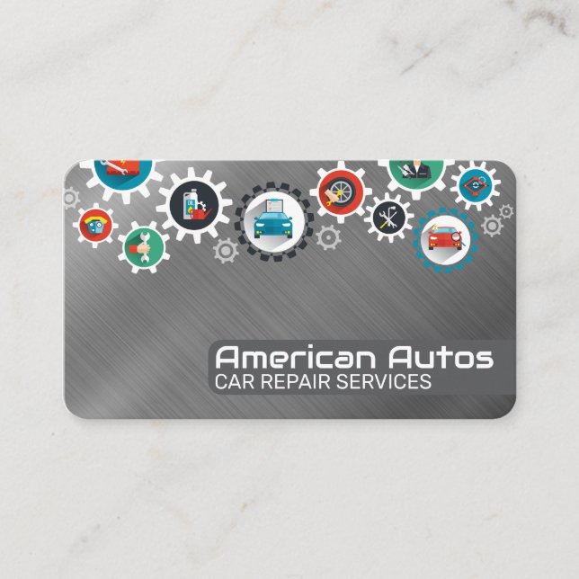 Ícones de Auto Fix | Cartão de Visita de Mecânico (Frente)