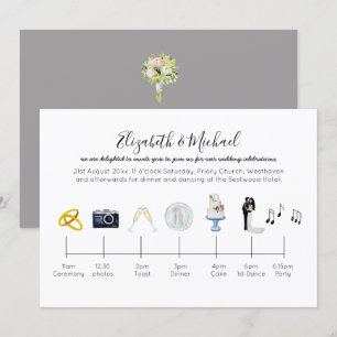 Ícones de convite de linha do tempo de casamento 