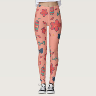 Ícones de Férias de Anime Retrô – Leggings Neon Ka