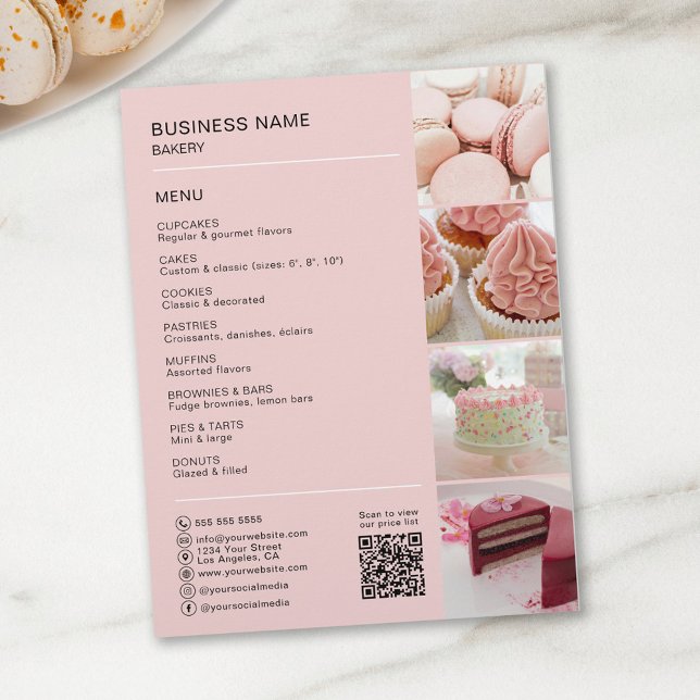 Ícones de mídia social QR de menu de foto personal (Create your own Bakery Cake Shop Confectionery Flyer by MINTIC DESING STUDIO)