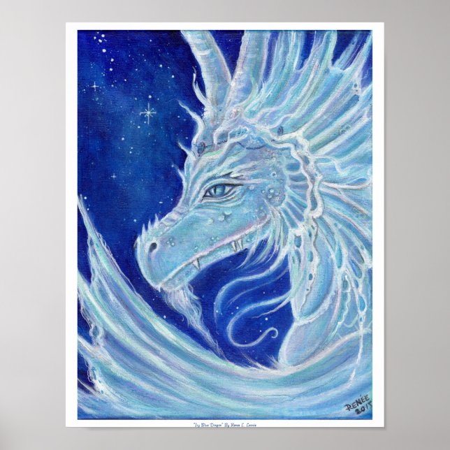 Icy Blue Dragon poster por Renee Lavoie (Frente)