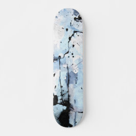 Icy Blue Grunge Crackle Abstract Skateboard