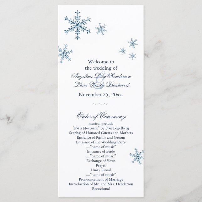 Icy Winter Snowflake - Programa Casamento Pequeno (Frente)