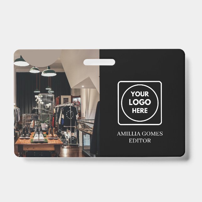 ID personalizado preto | Crachá de Funcionários Mo (Front)