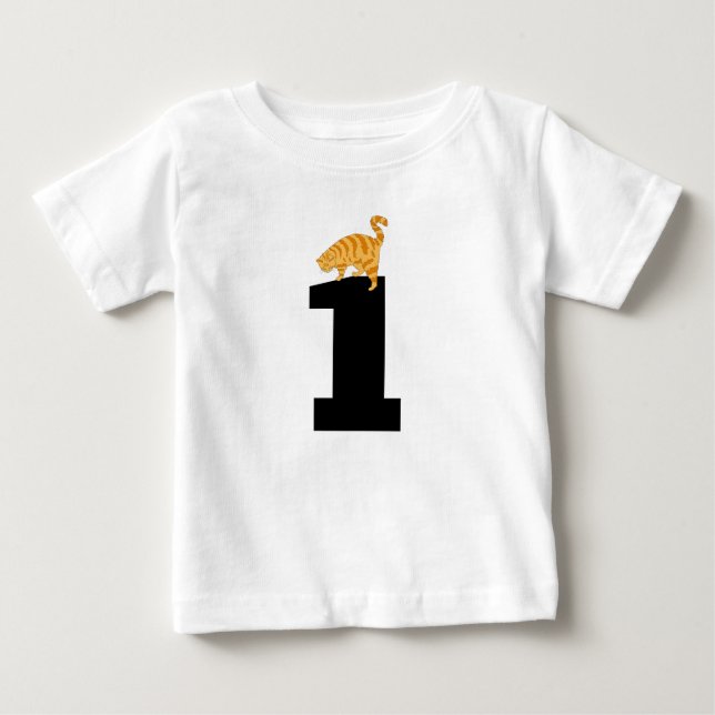 Idade 1 (1) aniversário Ginger Cat T-Shirts (Frente)