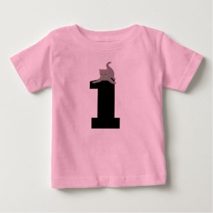 Idade 1 (1) aniversário Kitten Cat Pink T-Shirts