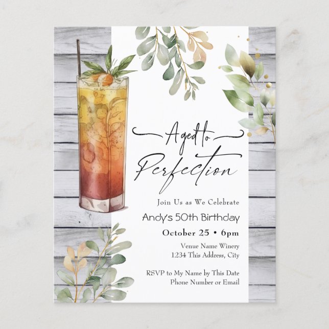 Idade para a Perfecção 50º Convite de Aniversário  (Frente)