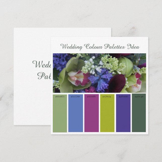 Ideia de Cartão de Paletas de Cores de Casamento (Frente/Verso)