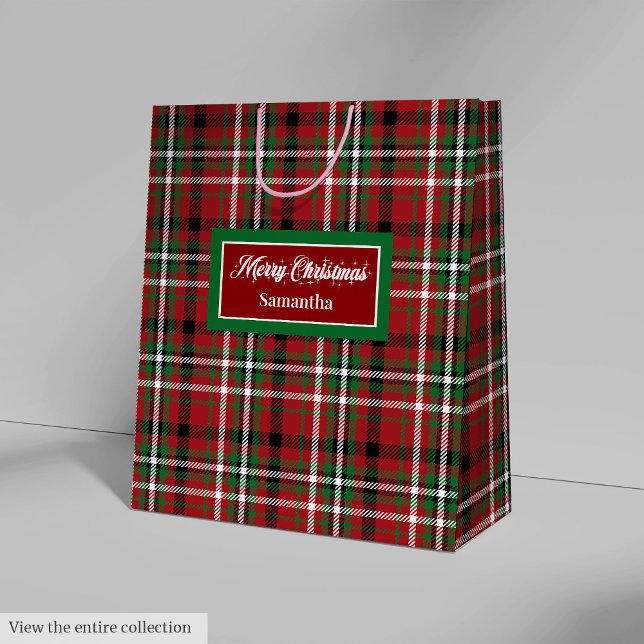 Ideias de Sacolas de Presentes de Natal Xadrez Ver (Christmas Gift Bag Ideas Red Green Holiday Plaid )
