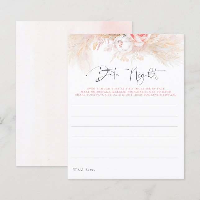 Ideias Noturnas de Data Floral Rosa Pampas (Frente/Verso)