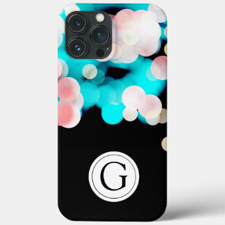 Ífone de Monograma Personalizado de Black Bokeh