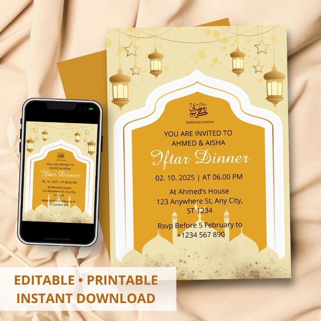 Iftar Convite jante ramadã laranja mesquita (Criador carregado)