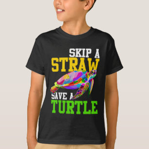 Ignorar Uma Palha Salvar Uma Tartaruga - Camisas D