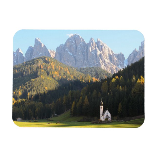 Igreja com íman retangular de montanha Dolomites (Horizontal)